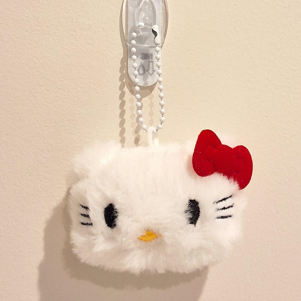 Hello Kitty With Red Bow Small Plush Keychain Cute Bag Charm, New